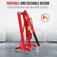 thumbnail image 2 of GARVEE 2 Ton(4400lb) Cherry Picker Engine Hoist,Red Heavy Duty Folding Engine Crane with 6 Casters,Telescopic Boom Hitch, Black, 2 of 6