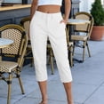 thumbnail image 3 of Capris for Women Casual New Women's High Waisted Cargo Capris with Pockets, Summer Straight Leg Cropped Trousers for Beach Work, 3 of 9