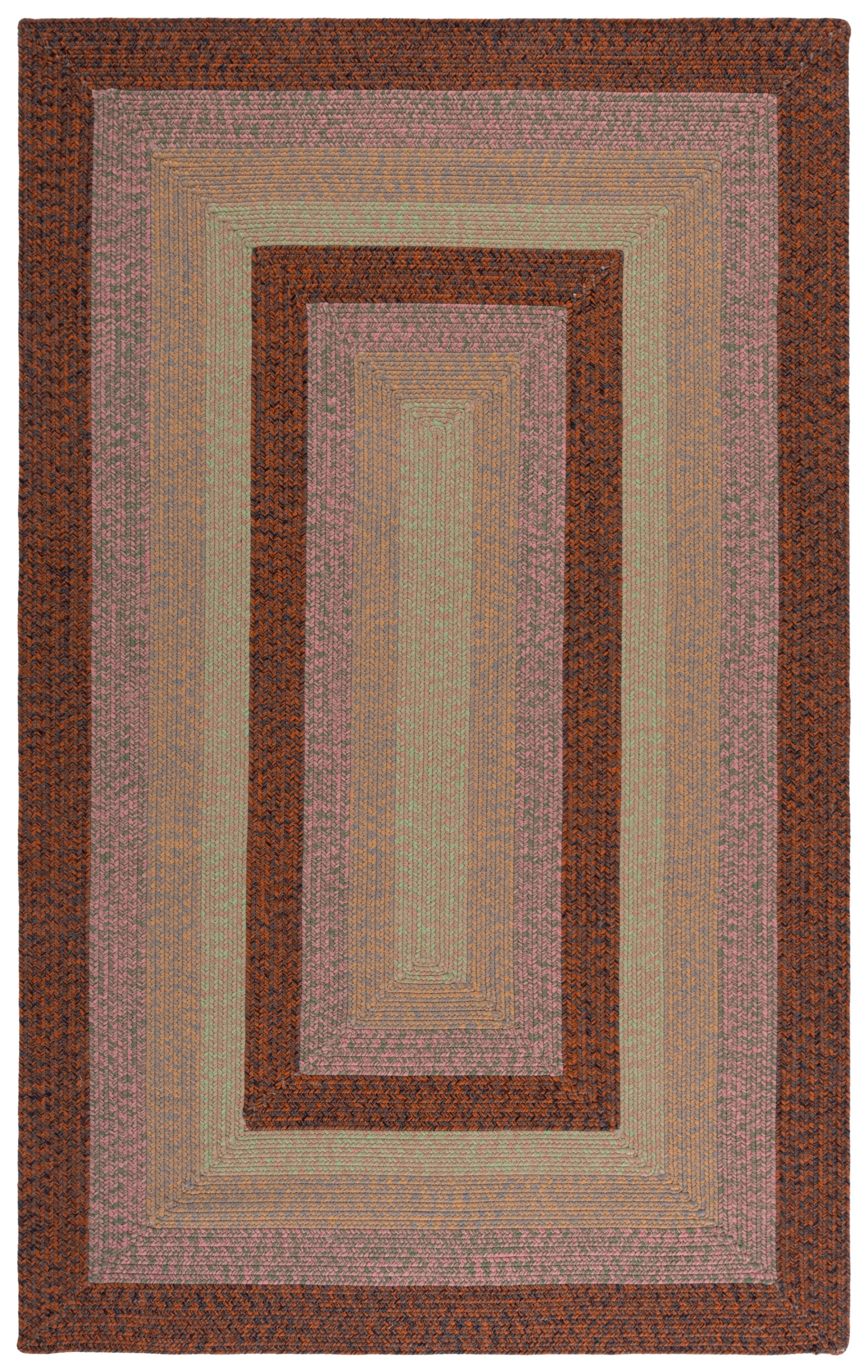SAFAVIEH Braided Jarrod Geometric Machine Washable Reversible Area Rug, Dark Brown/Light Green, 5' x 8'