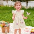 thumbnail image 2 of Splozh Toddler Girls Dresses 9 12 18 24 Months 2T 3T Toddle Baby Girl Dress Ruffle Summer Sleeveless Dresses 3D Floral 2Pcs Photoshoot Outfit,Beige,9-12 Months, 2 of 6