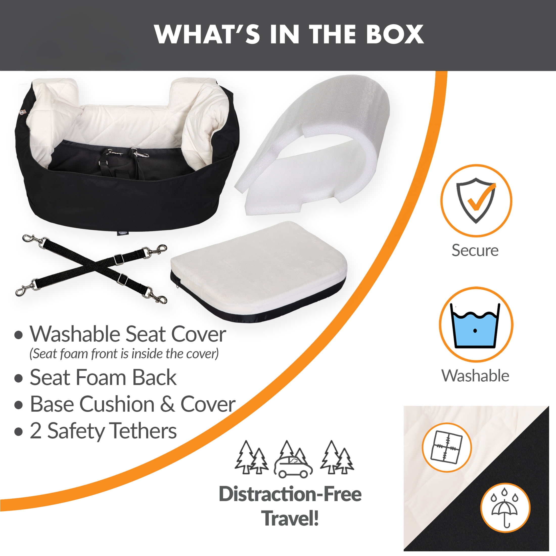 K&H Pet Products Bucket Booster Dog Car Seat Knockdown Black/Cream Small