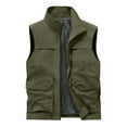 thumbnail image 2 of Zedker Men Couples Zip Outdoor Winter Warm Sport Vest Sleeveless Pockets Jacket Coat with Pockets Army Green L, 2 of 8