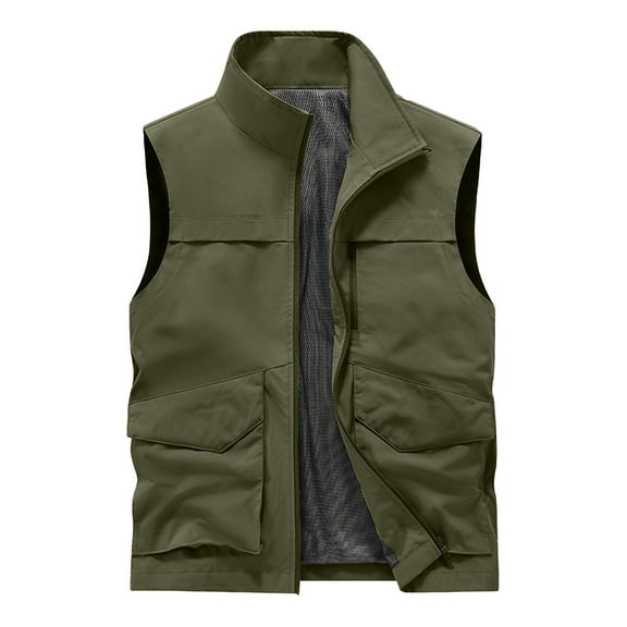 HKEJIAOI Men's Casual Vest Outdoor Lightweight Vest Multi Pockets Sleeveless Jacket for Fishing Travel Safari Sports