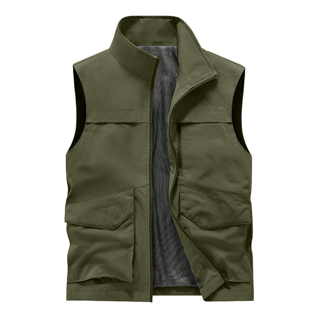 Gilet Utilitaire Léger pour Hommes, Style Safari, Fermeture Éclair Intégrale, Sans Manches, Séchage Rapide, Veste d'Extérieur avec Multiples Poches pour Voyage, Randonnée et Pêche