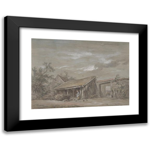 Jean-Baptiste-Denis Lempereur 14x11 Black Modern Framed Museum Art Print Titled - Farmyard (18th Century)