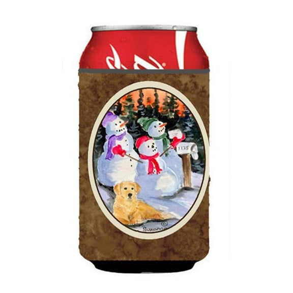 Snowman With Golden Retriever Can or bottle sleeve Hugger