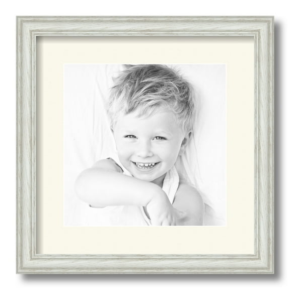 ArtToFrames 14x14" Matted Picture Frame with 10x10" Single Mat Photo Opening Framed in 1.25" Off White Wash on Ash and 2" Off White Mat (FWM-4098-14x14)