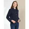 thumbnail image 4 of DARING DIVA Women's Turn Down Collar Single Breasted Outwear Winter Pea Coat Navy Blue S, 4 of 6