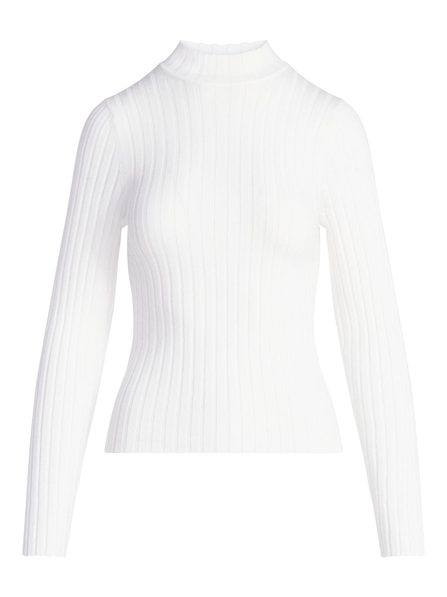 Scoop Women's Ribbed Mockneck Sweater, Lightweight, Sizes XS-XXL