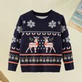 thumbnail image 5 of Suéteres De Punto Jersey de punto para niños y niñas Suéter con copos de nieve navideños con estampado de alces para niños Ygjytge Azul marino 6-7- años para Niña, 5 of 5