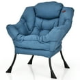 thumbnail image 1 of Costway Modern Polyester Fabric Lazy Chair Single Sofa Chair w/ Side Pocket Navy, 1 of 10