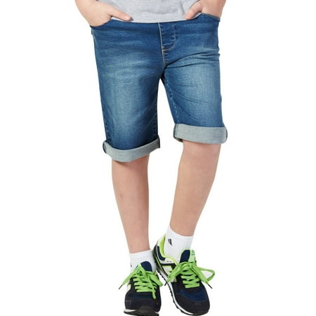 Leo&Lily boys Kids Rib Waistband Regular Fit Stretch Denim Shorts Jean
