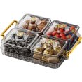 thumbnail image 1 of Modern Divided Snack Tray | Portable Clear Elegant Removable Fashion Sectioned Serving Tray With Lid & Handle For Snacks Appetizers Nuts Candy, 1 of 8