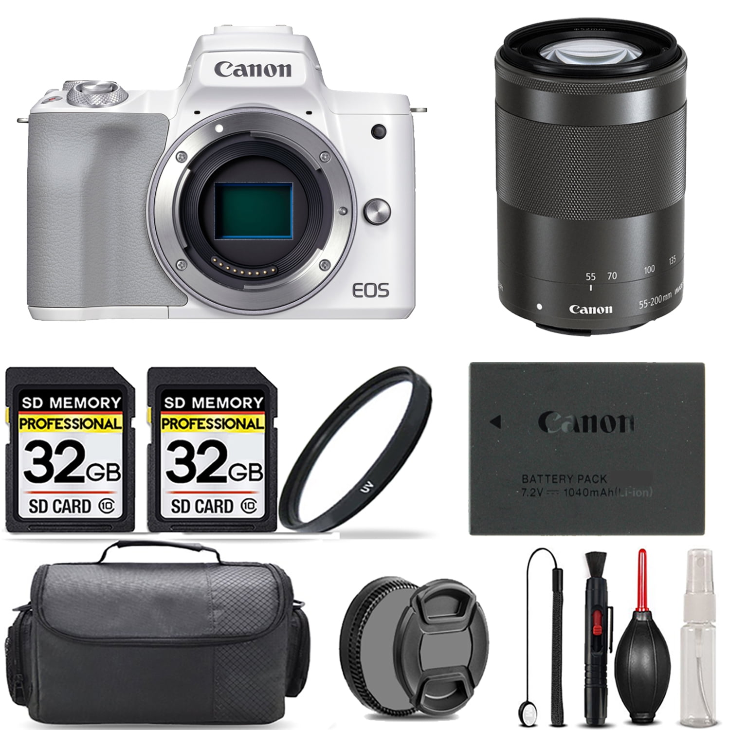 Canon EOS M50 Mark II Mirrorless Camera with EF-M 15-45mm Lens, Black  Bundle with Bag, 128GB SD Card, Extra Battery, Filter Kit, Mini Tripod,  Screen P - Walmart.com