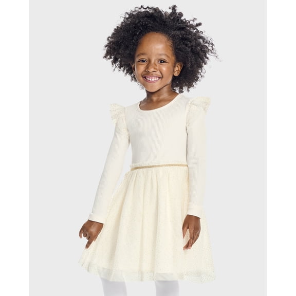The Children's Place Toddler Girls Long Sleeve Ribbed Tutu Dress, Sizes 12M-5T
