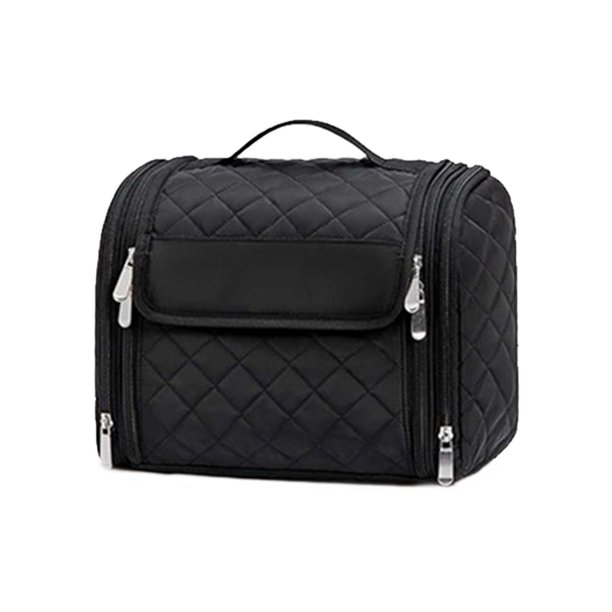 Bolsa de aseo de viaje con gancho, bolsa de cosméticos, estuche de viaje de maquillaje versátil, bolsa de artículos de tocador para viajes, tocador, Negro