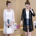 thumbnail image 1 of Summark 2-Pack Women'S Sun Protection Casual Lace Loose Clothes Pure Color Kimono Cardigan Loose Summer Cardigan Top (Black+White), 1 of 6