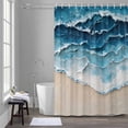 thumbnail image 5 of Blue Beige Shower Curtains for Bathroom, Gradient Ocean Wave Oil Painting Style Abstract Washable Fabric Shower Curtain with Hooks Waterproof Bathroom Decor Sets, 66 x 72 Inches, 5 of 9