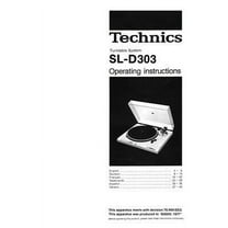Instruction Manual ONLY for Technics SL-D303 Turntable Owners Instruction Manual REPRINT