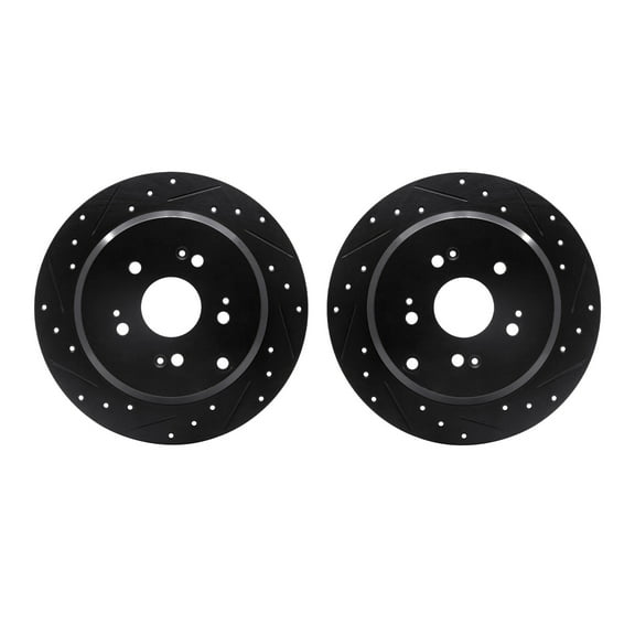 Dynamic Friction Company Rear Brake Rotors-Drilled and Slotted-Black 8002-59053