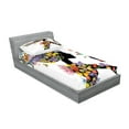 thumbnail image 2 of Butterflies Fitted Sheet & Pillow Sham Set, Girl Fashion Flowers Ornamental Floral Foliage Nature Forest Animal Print, Decorative Printed 4 Piece Bedding Decor Set, Twin, Multicolor, by Ambesonne, 2 of 3