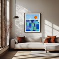 thumbnail image 2 of Radiant Ocean Voyage - India Illustration Sailboat Geometric Nautical Modern Art Abstract Seascape Summer Black Framed Wall Art Print 9 x 12 inches, 2 of 4