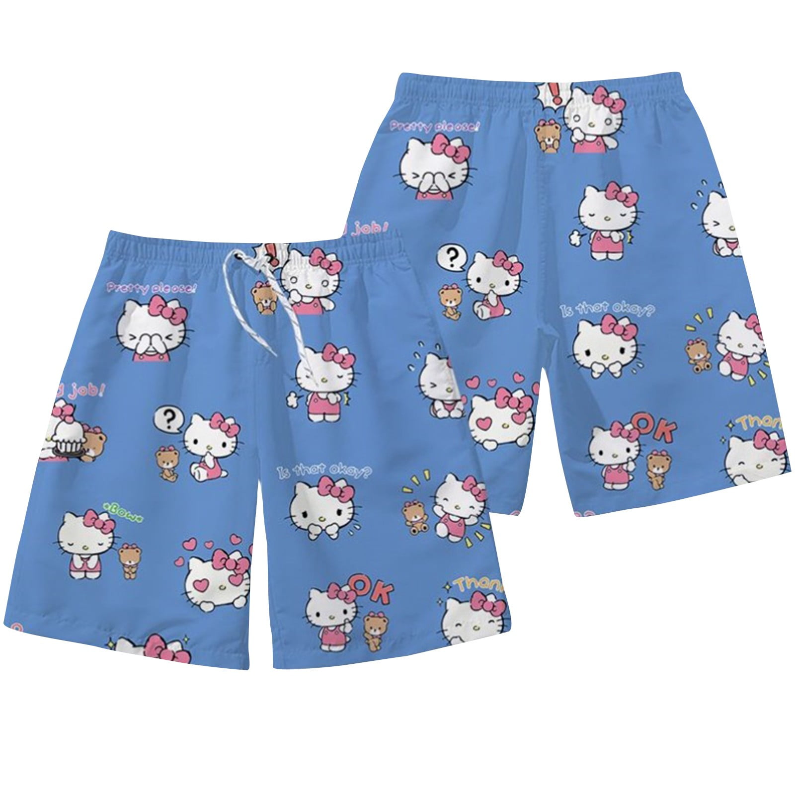 Hello Kitty Pj Shorts Fluffy Pink Pjs for Girls Kawaii Pj Shorts Fluffy Women Flannel Cute Cartoon Anime Cat Print Casual Sleep Pajamas Shorts Girl Blue S Walmart