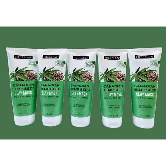5 Pk Freeman Canadian Hemp Seed Oil Absorbing Clay Mask For Unisex 6 OZ / 175 ML