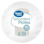 (3 pack) (3 pack) Great Value Economy Paper Snack/Dessert Plates, 6", 90 Count
