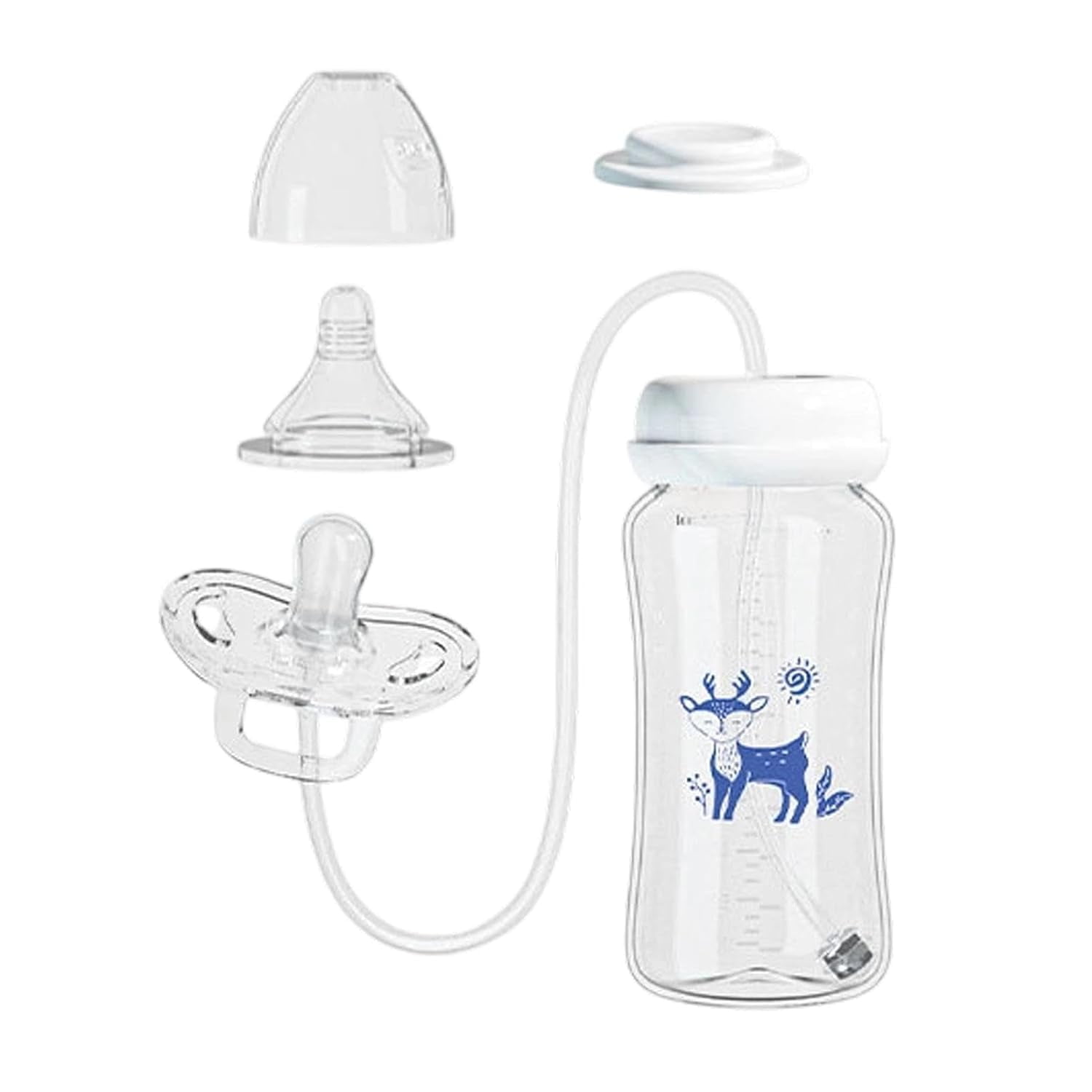 XIRQI 300Ml Silicone Leakproof Milk Bottle Feeder with Nipple Straw 14.8×6.5Cm | Adjustable Fast Flow Milk Bottle,Anti Colicpacifier Bottles Feeder Hands Free Anti Colic Babys Bottle Home Outdoor