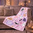 thumbnail image 6 of Playful Cute autumn celebration Pink decorative motif Pumpkin Pattern Dense, Festive autumn celebration Scene, Warm Flannel Blanket for Living Room and Family Room, Art Lovers autumn celebration, 6 of 9