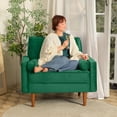 thumbnail image 5 of Vesgantti Velvet Accent Chair, Mid Century Modern Living Room Chairs, Button Tufted Arm Chairs with 2 Pillows, Comfy Sofa Chairs for Bedroom, Office, Green, 5 of 5