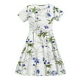 thumbnail image 3 of Girls Short Sleeve A-Line Dress Casual Summer Graphic Flowy Swing Ruffle Pleated Dresses 4-14 Years, 3 of 8
