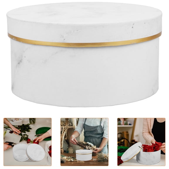 BESTYASH White Round Flower Packaging Box for Birthday Wedding and Everyday Decoration