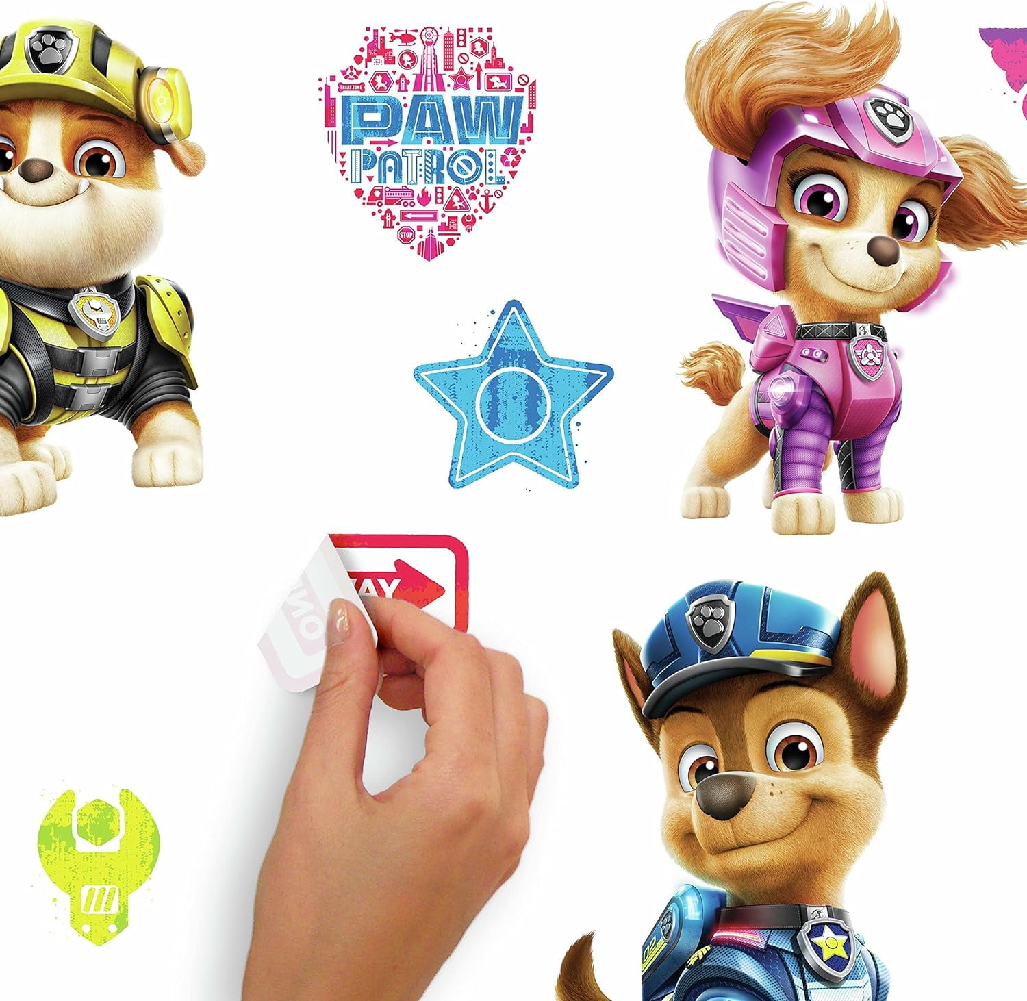 RoomMates Paw Patrol Movie Peel & Stick Wall Decals, 1.94 in x 7.18 ins x 9.38 in
