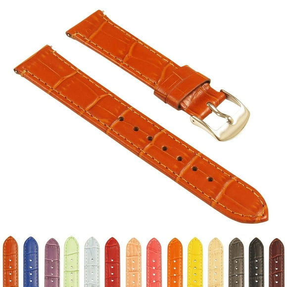 StrapsCo Bracelet de Montre en Cuir Gaufré Crocodile pour Femmes - Bracelet à Libération Rapide - 10mm 12mm 14mm 16mm 18mm 20mm 22mm 24mm