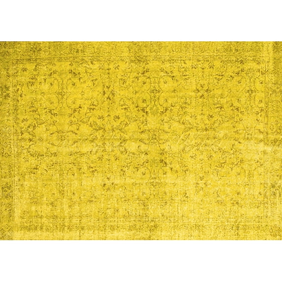 Ahgly Company Indoor Rectangle Abstract Yellow Contemporary Area Rugs, 5' x 8'