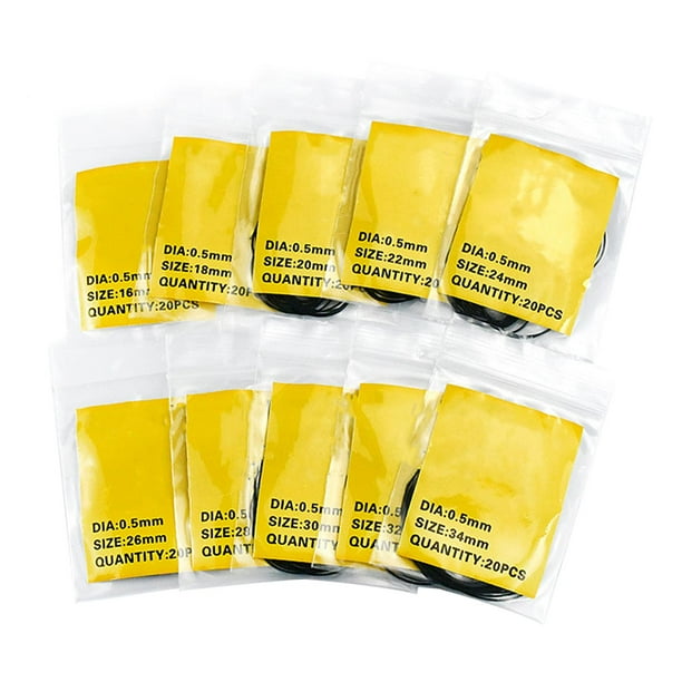 200x Arandelas de sellado para junta de caja trasera de reloj, resistentes al agua, 10 diferentes 05 mm de diámetro