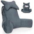thumbnail image 1 of Large Memory Foam Reading Pillow, Lumbar Back Rest Pillow with Remove Neck Pillow and Support Arm for Bed Sitting, Couch, Floor Backrest Reading & Relaxing, 1 of 8