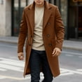 thumbnail image 2 of Mens Trench Coat Slim Fit Double Long Peacoat Color: Brown Size: XL, 2 of 9