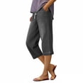 thumbnail image 2 of Capri Jeans for Women Dressy Casual Summer Drawstring Elastic High Waist Wide Leg Capris Pull on Denim Pants 2026 Gray L, 2 of 3