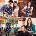 thumbnail image 7 of Black Cartoon Dinosaurs Eggs Stars Pattern Apron-Garden Aprons for Women with Pockets-Cotton Linen Waterproof Kitchen Cooking Gardening Aprons Adjustable for Kitchen,Cooking,BBQ and Salon 33x27 Inch, 7 of 7