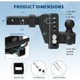 thumbnail image 3 of Adjustable Trailer Hitch, Triple Ball Hitch Ball Sizes (1-7/8'', 2'', 2-5/16'') for 2'' Trailer Receiver, 8/6 Inch Drop/Up, 20,000 LBS GTW (2“- 8”), 3 of 7