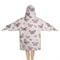 thumbnail image 2 of Beige Butterfly Pattern Blanket Hoodies for Kids 6-13YR Oversize Wearable Blanket Hoodies for Boys Girls Teens, 2 of 7