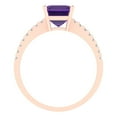 thumbnail image 4 of 2.7 ctw Solitaire with Zirconia Diamond Accents Anniversary Ring for Women | Cushion Cut Natural Amethyst | Hyperallergenic Solid 14K Rose Gold, 4 of 5