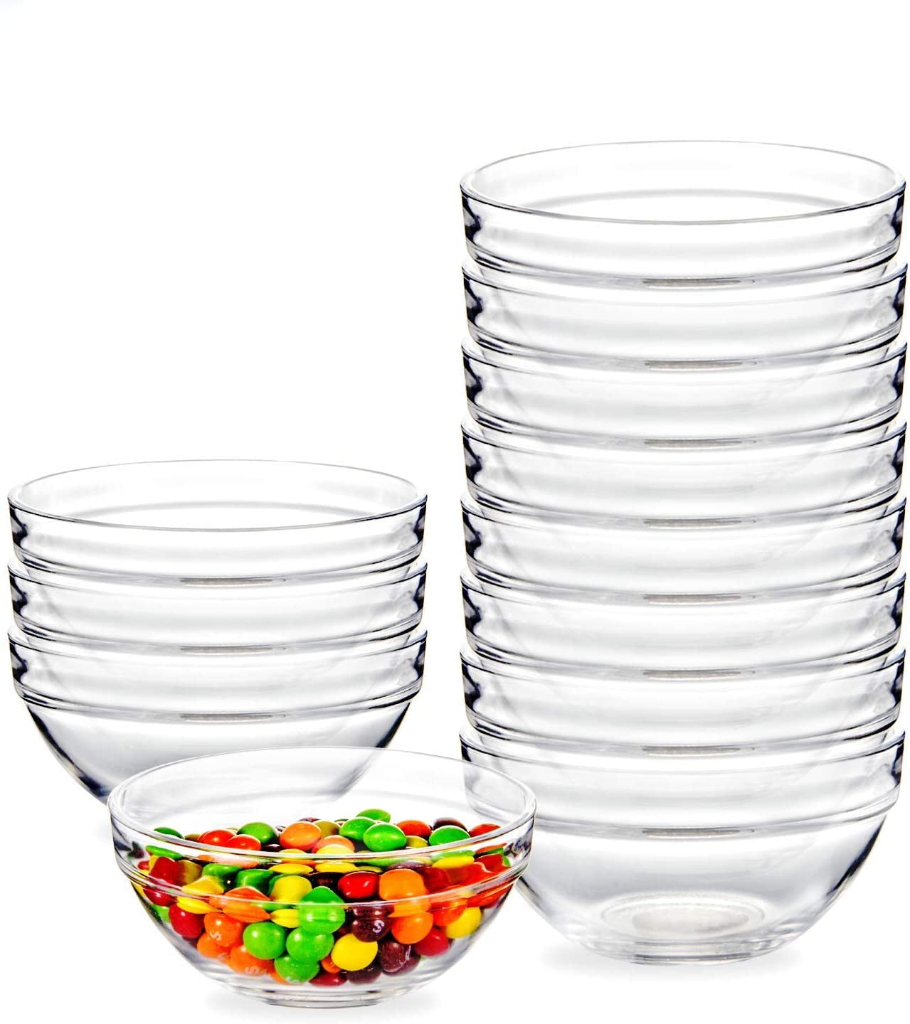 15 Pack Glass Ramekins Bowls, 3.5 In Mini Glass Bowls for Kitchen Prep