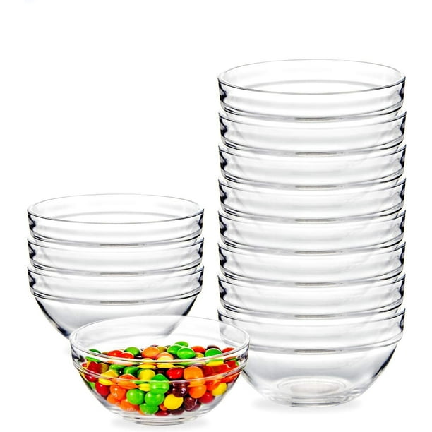 15 Pack Glass Ramekins Bowls, 3.5 In Mini Glass Bowls for Kitchen Prep