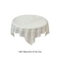 thumbnail image 3 of Lace Tablecloth, Elegant Embroidered Polyester Table Cover, Tassel Decor Dining Room Restaurant Garden Balcony Decoration, White, 3 of 7