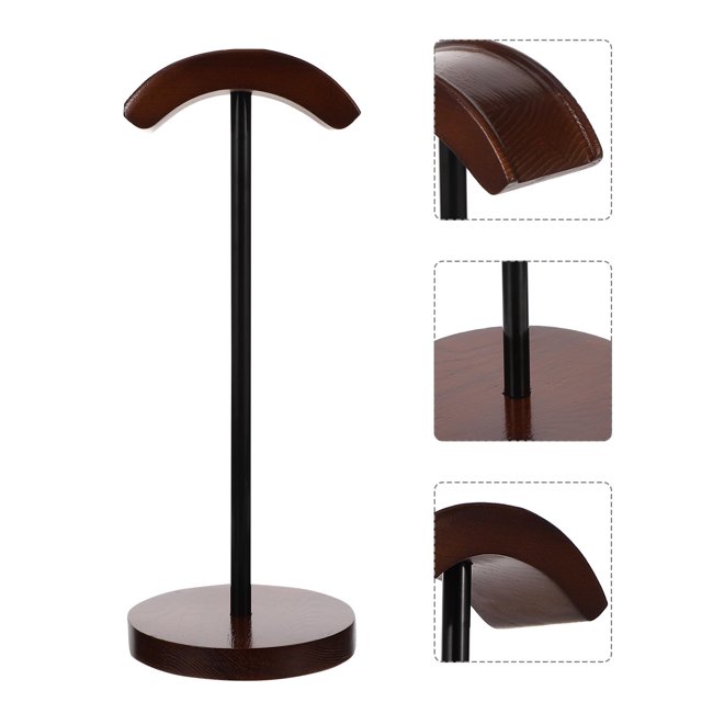 Minkissy Coffee Wooden Headphone Stand 1Pack For Desk With Stable Support 13X5.5In