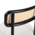 thumbnail image 5 of Joyyskill Upholstered Rattan Dining Chairs Set of 4, Mid Century Modern Kitchen Chairs with Curved Back and Solid Wood Legs Armless Accent Chair, Black/White Linen, 5 of 6